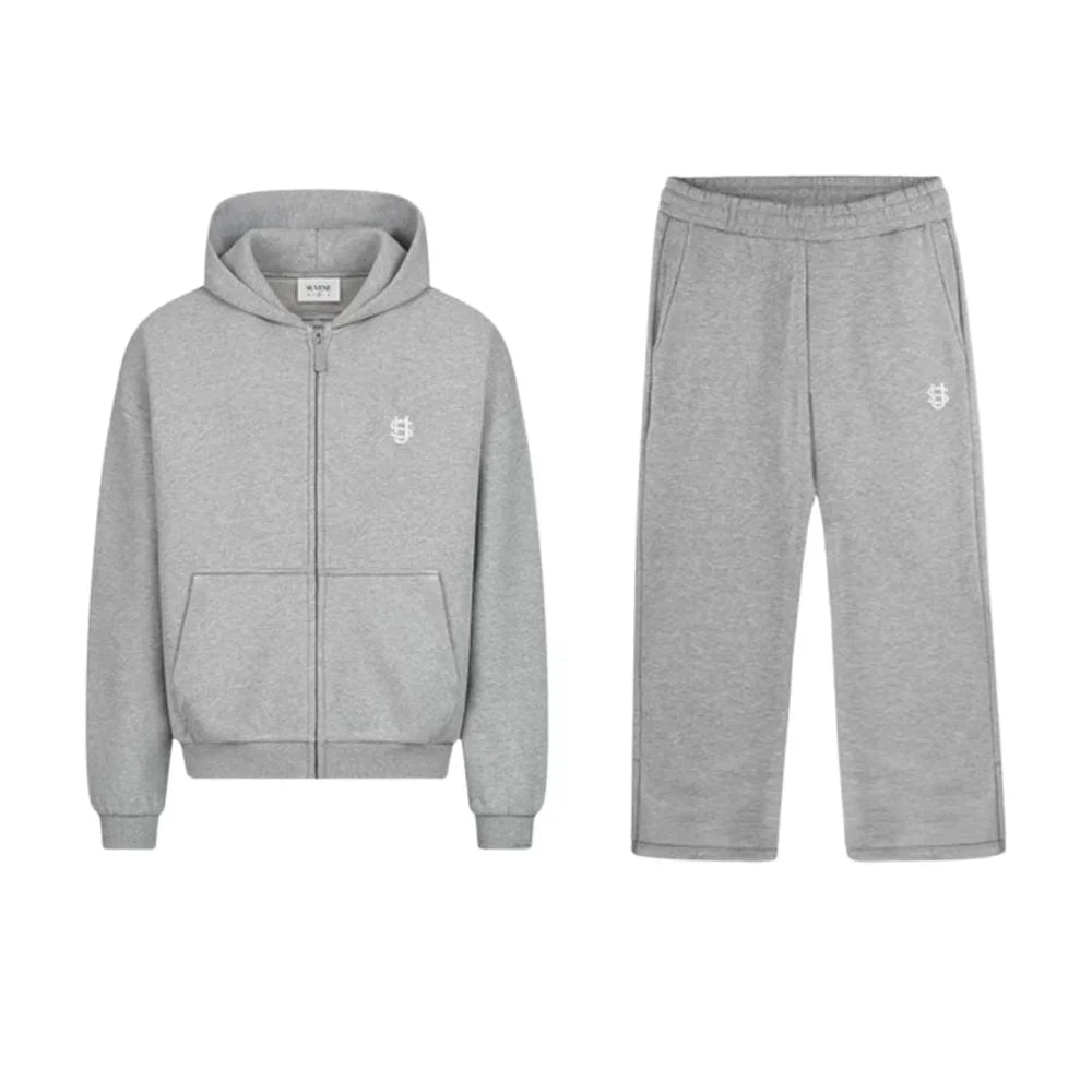 Unisex Loose Fit Zip-Up Hoodie & Pants Set - Streetwear Tracksuit for Men & Women