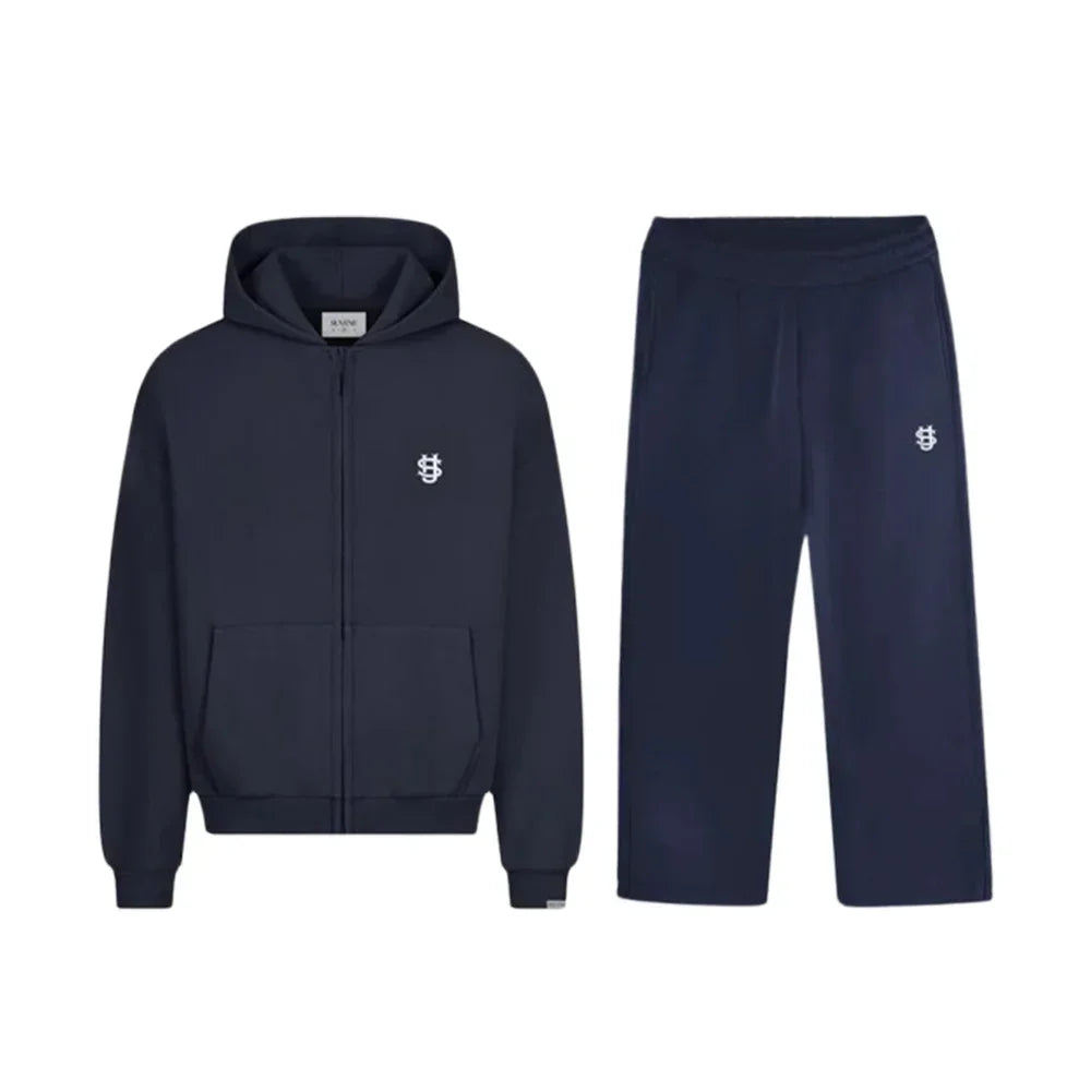 Unisex Loose Fit Zip-Up Hoodie & Pants Set - Streetwear Tracksuit for Men & Women
