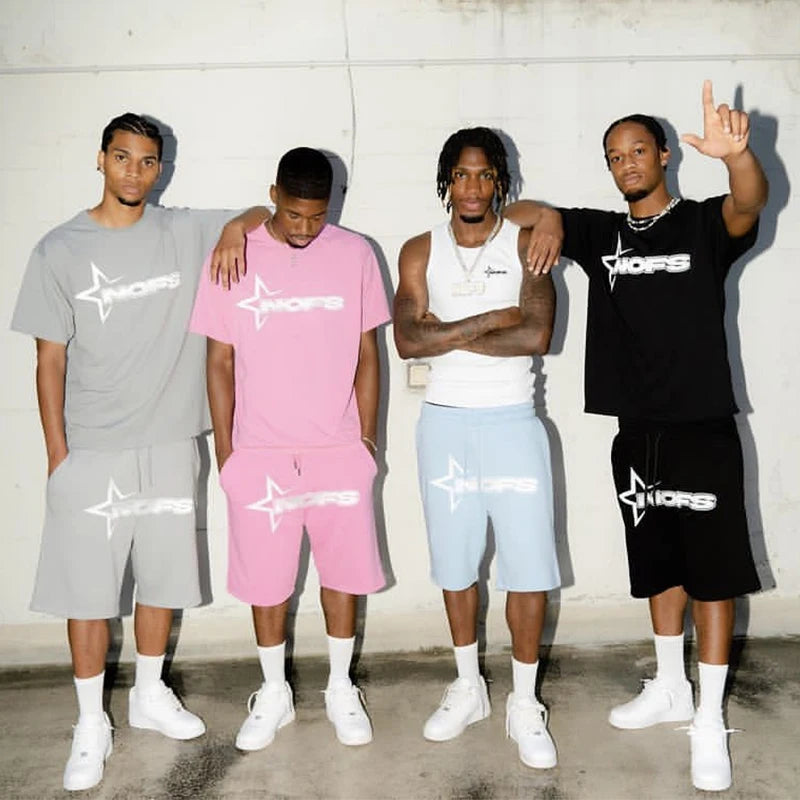 Men's Lightweight Sports Set - Short Sleeve T-Shirt & Drawstring Pants Summer Outfit