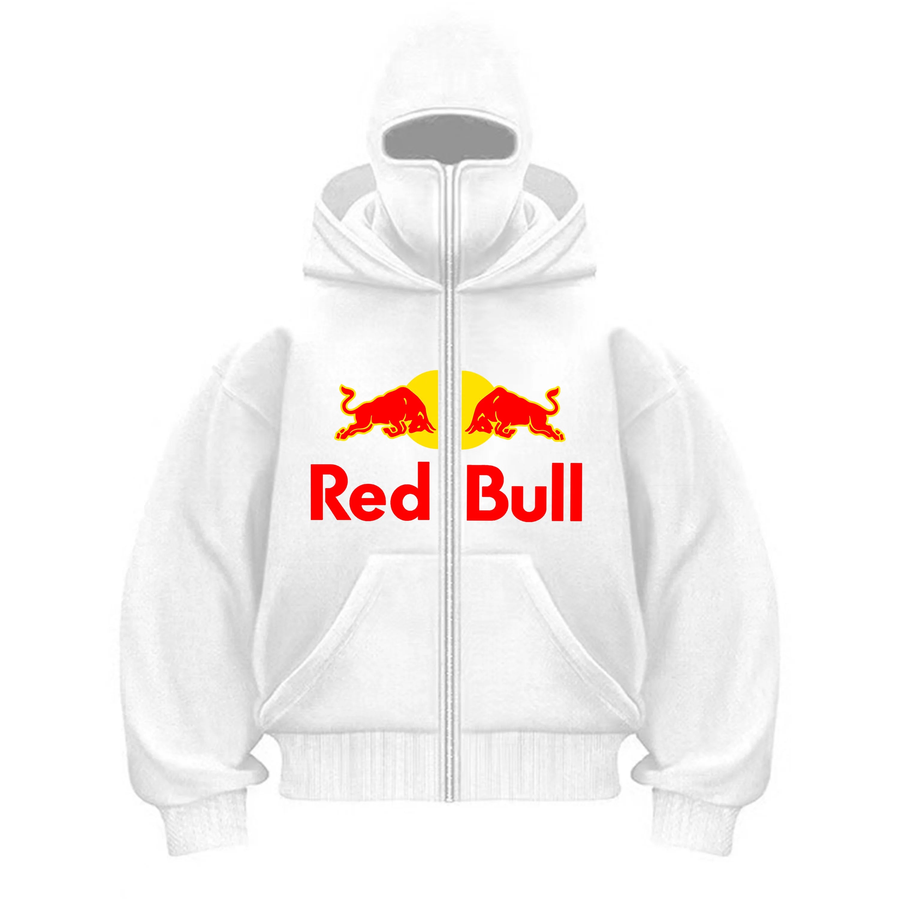 New Men's Autumn/Winter Red Bull Sports Fashion Zipper Hoodie with Hooded Mask Zipper