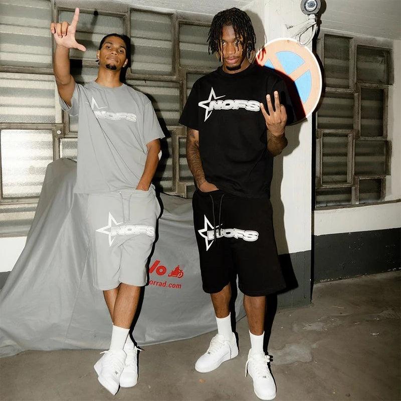 Men's Lightweight Sports Set - Short Sleeve T-Shirt & Drawstring Pants Summer Outfit