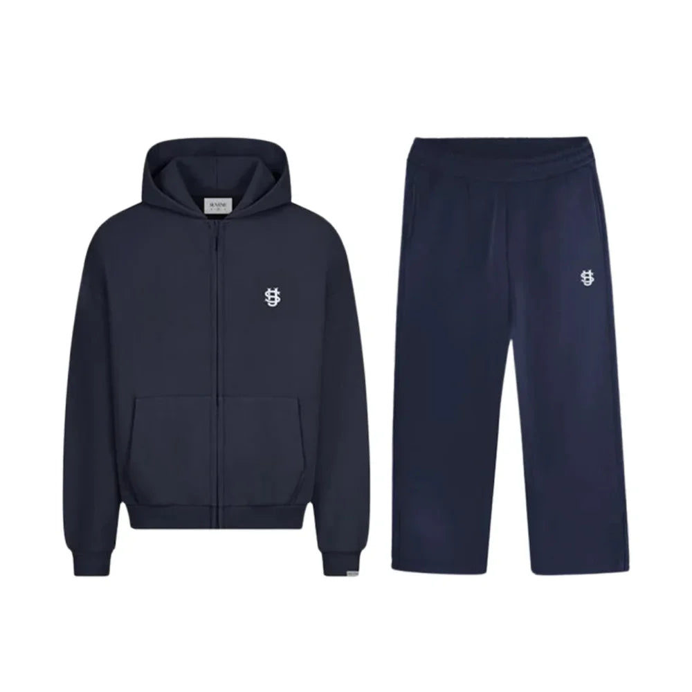 Unisex Loose Fit Zip-Up Hoodie & Pants Set - Streetwear Tracksuit for Men & Women