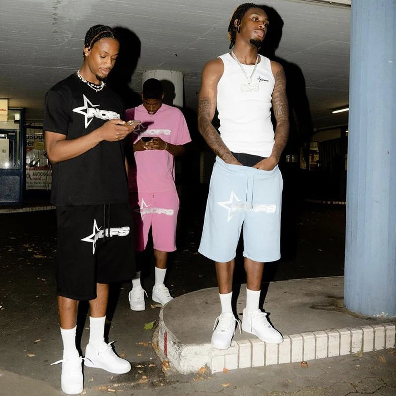 Men's Lightweight Sports Set - Short Sleeve T-Shirt & Drawstring Pants Summer Outfit