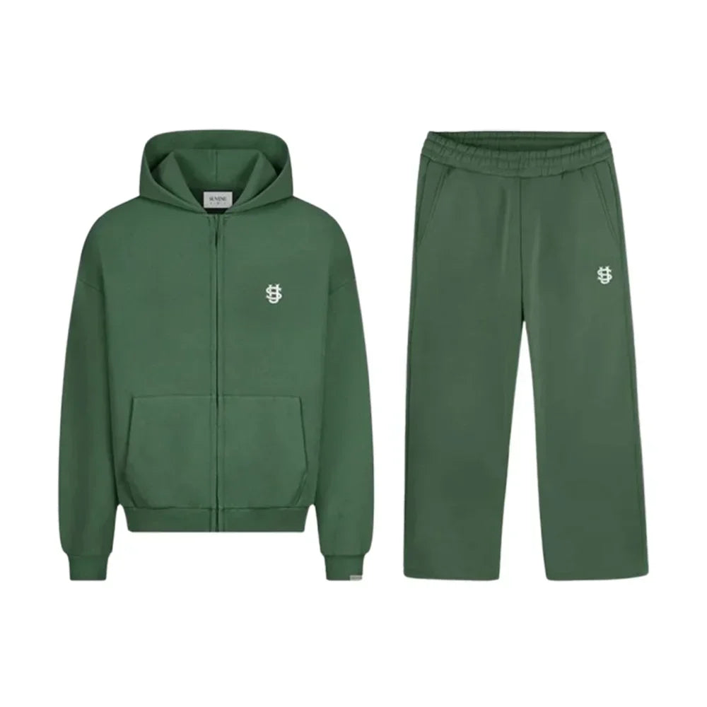 Unisex Loose Fit Zip-Up Hoodie & Pants Set - Streetwear Tracksuit for Men & Women