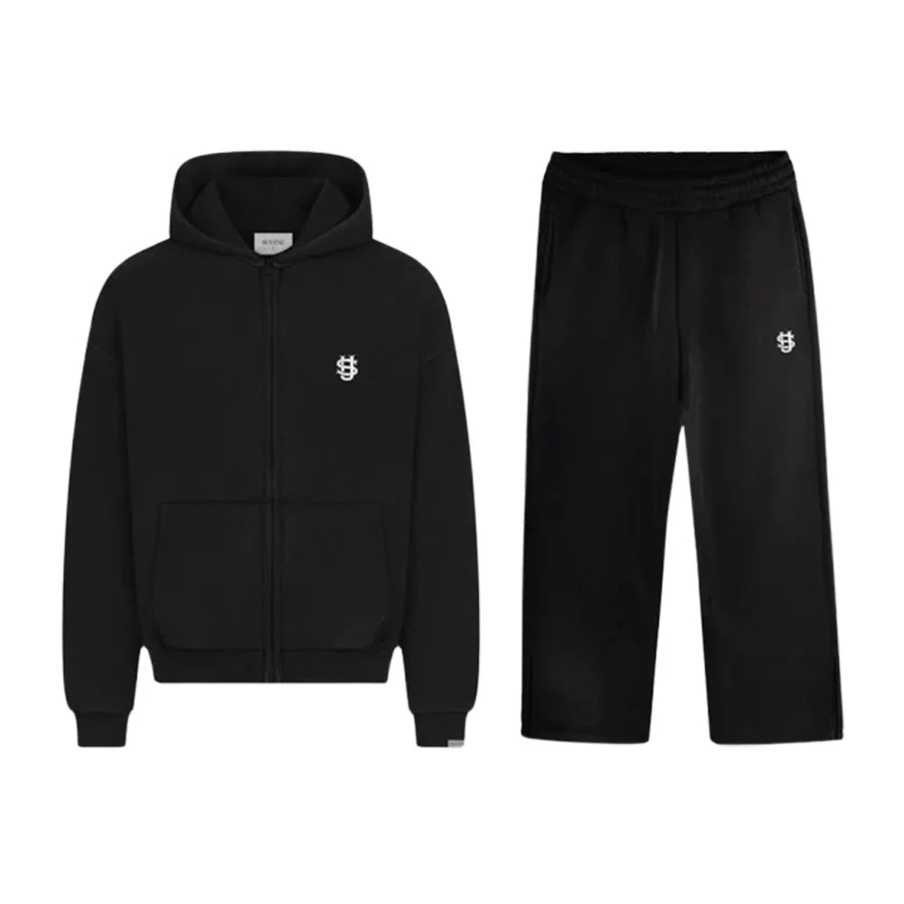 Unisex Loose Fit Zip-Up Hoodie & Pants Set - Streetwear Tracksuit for Men & Women