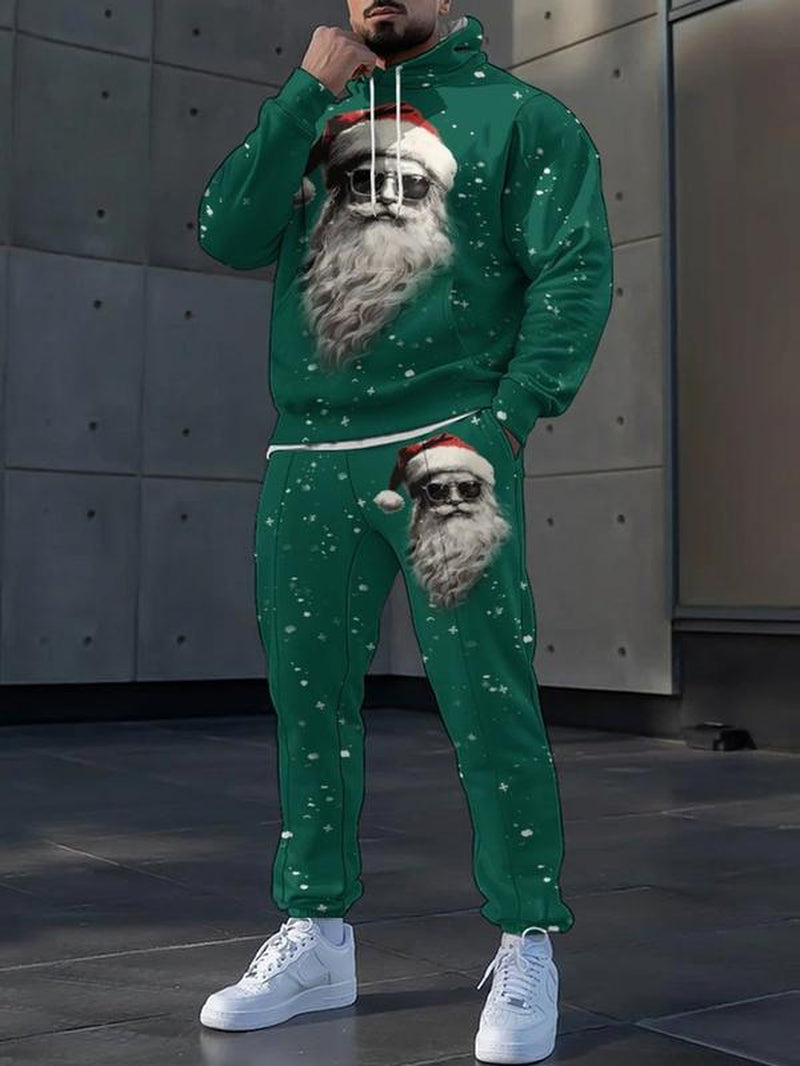 Men Women Santa Claus Print Set, 3D Casual Hoodie & Long Pants, Long Sleeve Fit Sportswear, Fall Winter Fashion Clothes, Christmas Apparel Men & Women Santa Claus Printed Set, 3Dcasual Hoodie and Pants, Long Sleeve Fittedsportswear, Fall Winter Fashion