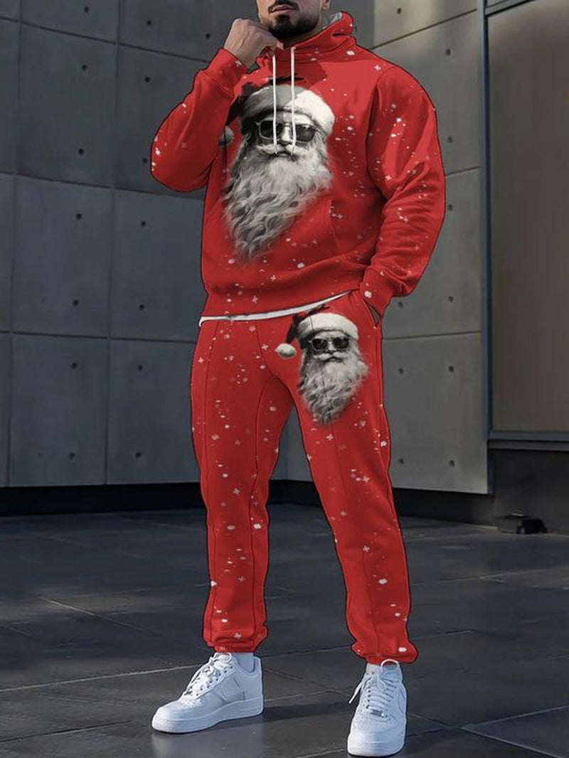 Men Women Santa Claus Print Set, 3D Casual Hoodie & Long Pants, Long Sleeve Fit Sportswear, Fall Winter Fashion Clothes, Christmas Apparel Men & Women Santa Claus Printed Set, 3Dcasual Hoodie and Pants, Long Sleeve Fittedsportswear, Fall Winter Fashion