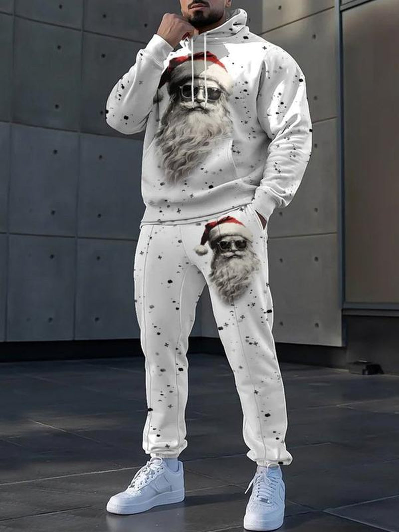 Men Women Santa Claus Print Set, 3D Casual Hoodie & Long Pants, Long Sleeve Fit Sportswear, Fall Winter Fashion Clothes, Christmas Apparel Men & Women Santa Claus Printed Set, 3Dcasual Hoodie and Pants, Long Sleeve Fittedsportswear, Fall Winter Fashion